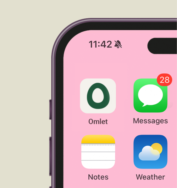 image of the omlet app icon on a mobile phone